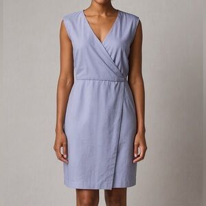Ann Taylor Blue Cross Weave Wrap Sheath Dress Size 12 Sleeveless V-Neck